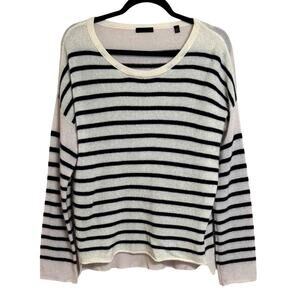 ATM Anthony Thomas Melillo Cashmere Striped Sweater White Blue Size S